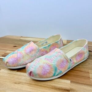 TOMS Women's Slip On Shoes Tie Dye Pastel Multi Color Size 8.5